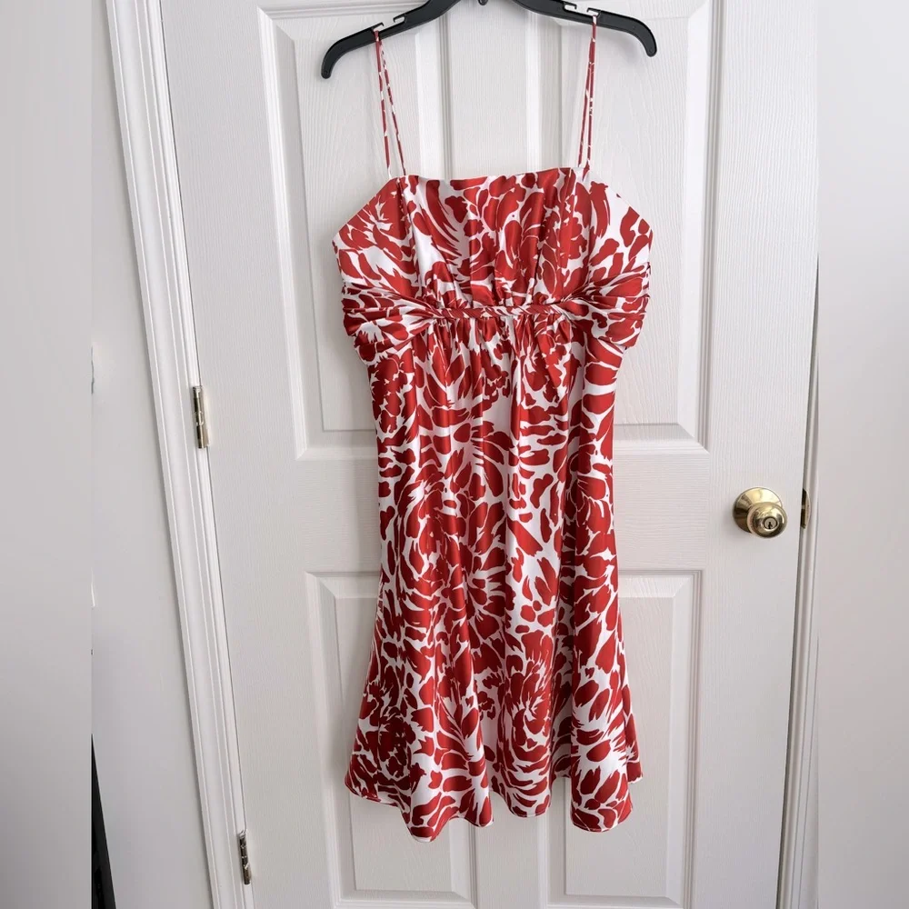NWOT ALRED ANGELO SPAGHETTI STRAP CORAL & WHITE KNEE LENGTH DRESSY DRESS. SZ 16 - Picture 5 of 10